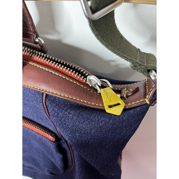 Kipling Crossbody Handbag Tote Purse Navy With Yellow Accents EUC - Picture 4 of 16